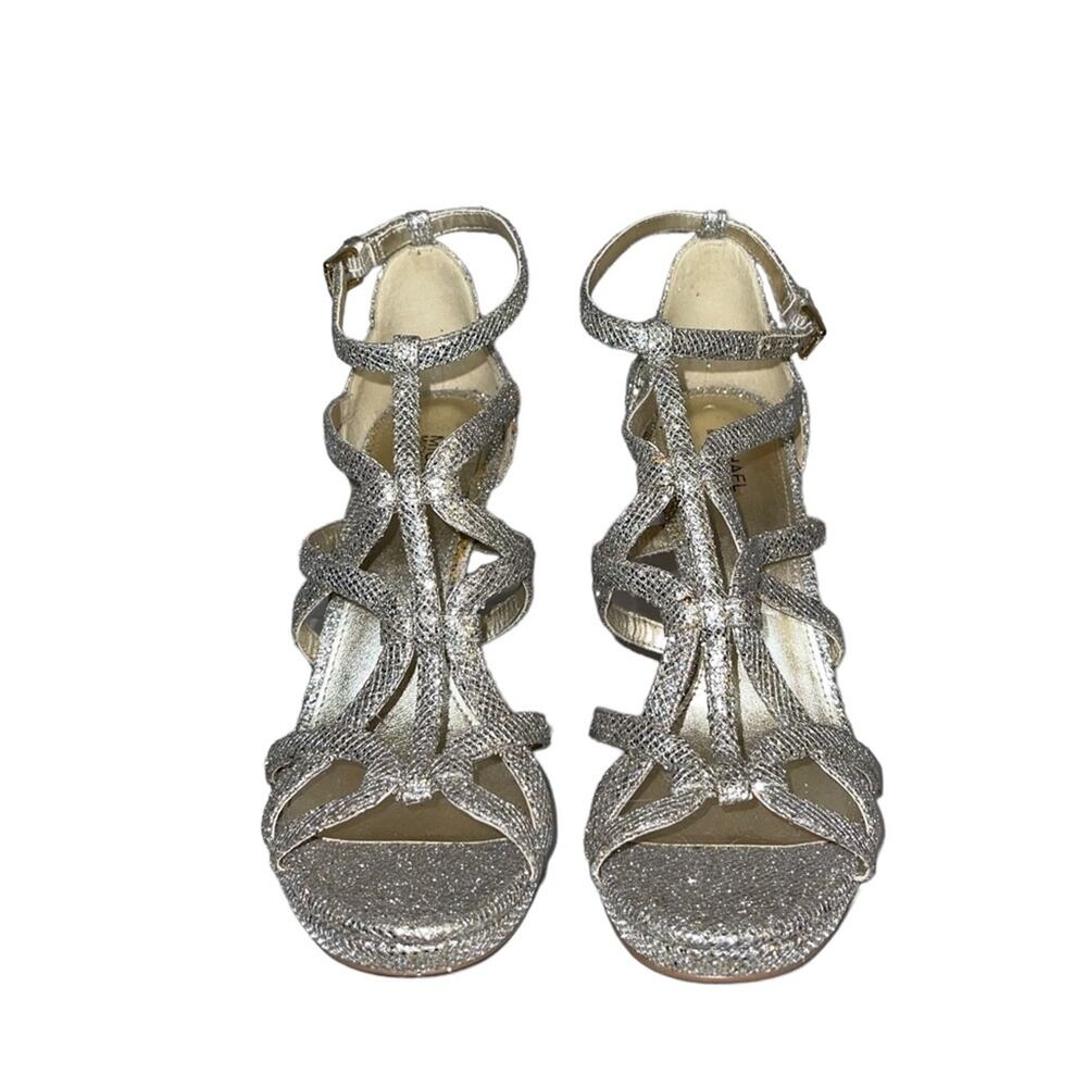 MICHAEL Michael Kors Strappy Sandra Platform Party Heels T Strap Like New 8.5 - Picture 4 of 7